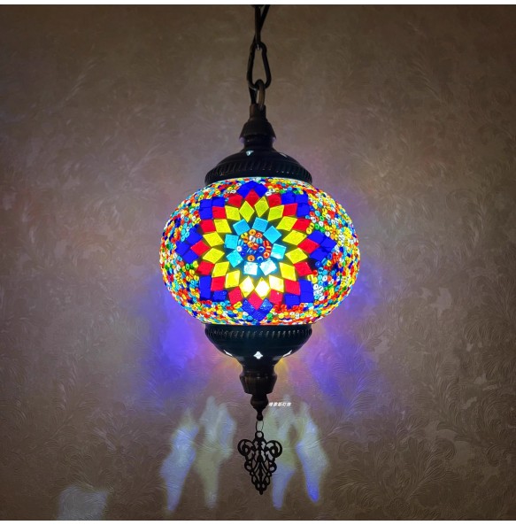 Turkish Mosaic Pendant Lamp Vintage Art Deco Handcrafted Lamparas De Mesa Glass Romantic Light Lamparas Con Mosaicos Home Decor