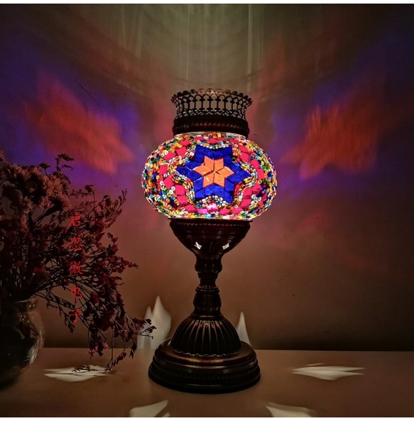 Turkish Mosaic Aroma Table Lamp Vintage Art Deco Handcrafted Lamparas De Mesa Glass Romantic Bed Light Lamparas Con Mosaicos