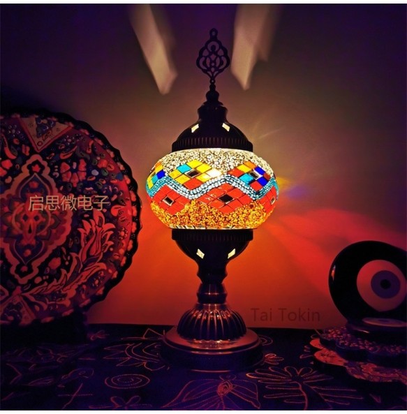 Newest style E14 Hand-inlaid glass mosaic bedroom living room decorative Table Lamps of Mediterranean style Turkish Lamps