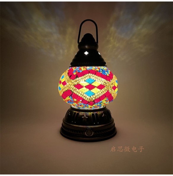 Mini Vintage Turkish Mosaic Hanging Lanterns Battery Warm Light Led Camp Lantern Rechargeable Lightweight Tent Lamp For Outdoor