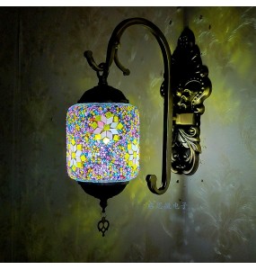 Newest Led Wall Lamp Mediterranean Style Art Deco Turkish Mosaic Wall Lampe Handcrafted  Glass Romantic Light Home Decor