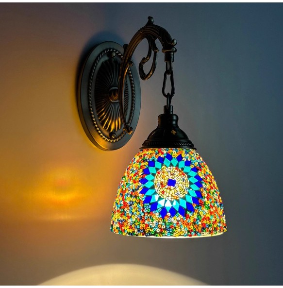 Turkish Mosaic Wall Lamp Handcrafted Glass Luminaria Led Wall Light Corridor Sofa Background Lighting Home Room Decor Lampe