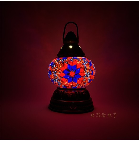 Mini Vintage Turkish Mosaic Hanging Lanterns Battery Warm Light Led Camp Lantern Rechargeable Lightweight Tent Lamp For Outdoor