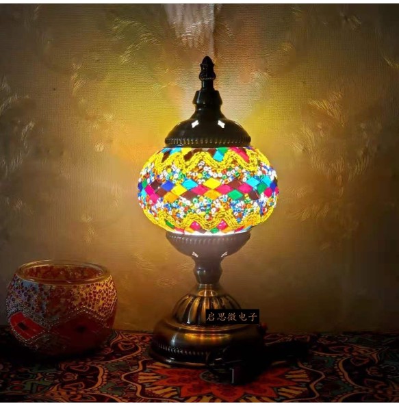 DIY USB Rechargeable Turkish Mosaic Table Lamp Handcrafted Camping Light Gift For Kids Lamparas Bedroom Decoration Night Light