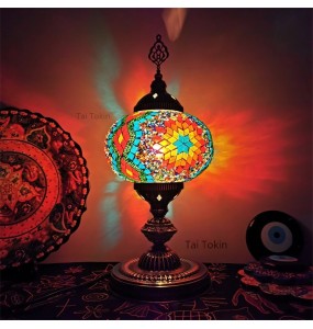 Big Size  E14 Hand-inlaid glass mosaic bedroom living room decorative Table Lamps of Mediterranean style Turkish Lamps Desk lamp