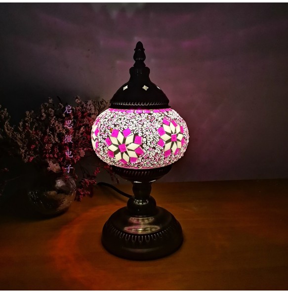 E14 Hand-inlaid Glass Mosaic Bedroom Living Room Decorative Table Lamps of Mediterranean Style Turkish Lamps