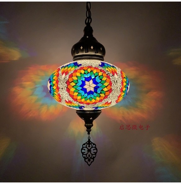 2021 Newest 25cm Dia Mediterranean style Art Deco Turkish Mosaic Pendant Lamp Handcrafted mosaic Glass romantic pendant light