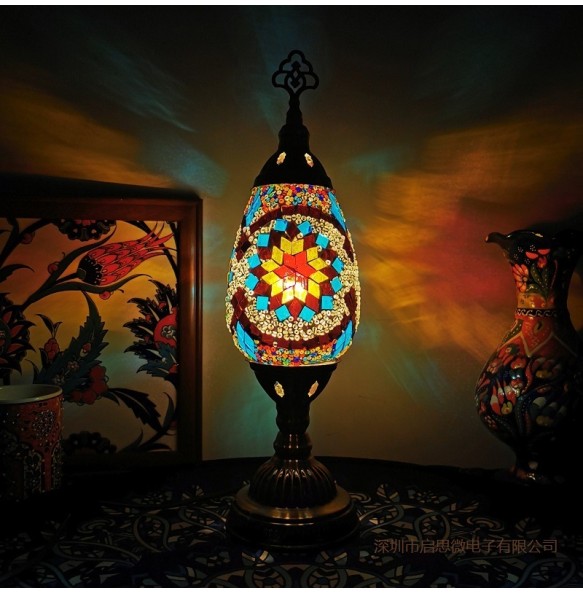 Turkish Table Lamp Vintage Art Deco Handcrafted Lamparas De Mesa Mosaic Glass Romantic Bed Light Lamparas Con  Night Lampe