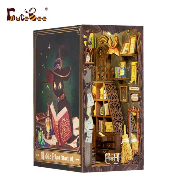 CUTEBEE Book Nook Kit DIY Miniature Book Nooks with Touch Light House Model Building Adults for Decoration Gift (Secret Rhythm)