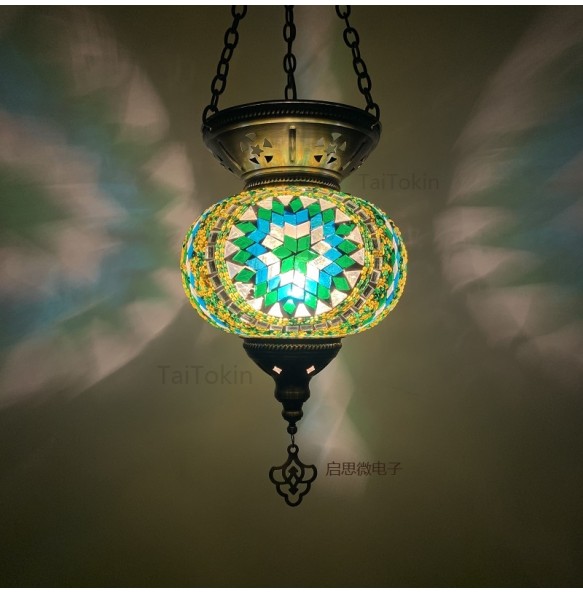 Big Size Turkish Mosaic Pendant Lamp Vintage Deco Handcrafted Lampe De Mesa Glass Romantic Light Lamparas Colgantes Para Techo