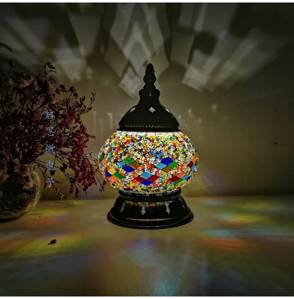 New Style E14 Hand-inlaid glass mosaic bedroom living room decorative Night Lamps of Mediterranean style Turkish Lamps