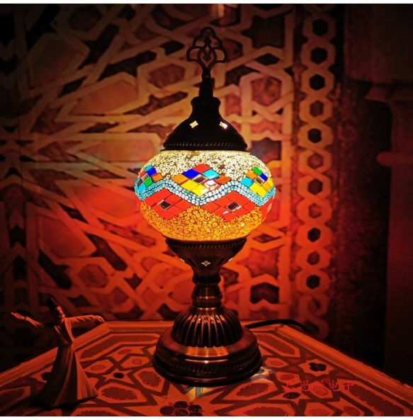 Newest Turkish mosaic table Lamp vintage art deco Handcrafted lamparas de mesa Glass romantic bed light lamparas con mosaicos