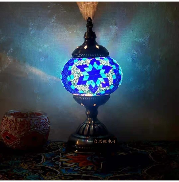 DIY USB Rechargeable Turkish Mosaic Table Lamp Handcrafted Camping Light Gift For Kids Lamparas Bedroom Decoration Night Light