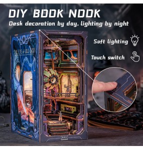 CUTEBEE DIY Book Nook Cthulhu Wooden Dollhouse with LED Dust Cover Bookshelf Insert 3D Puzzle Decor for Gift The Eye of Old God