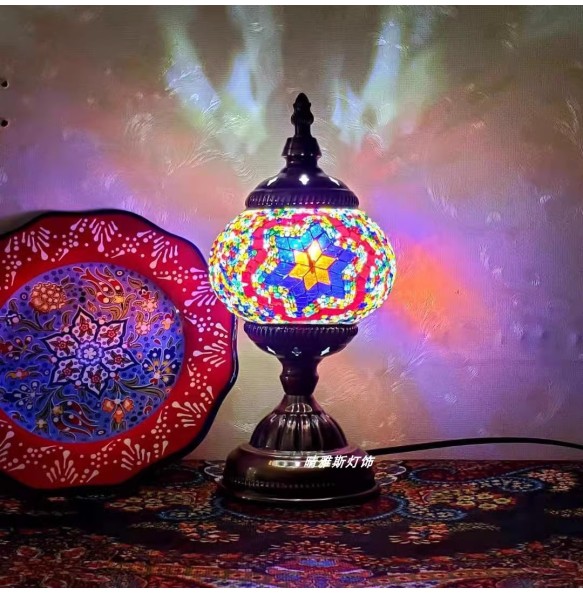 Turkish Mosaic Table Lamp Vintage Art Deco Handcrafted Lamparas De Mesa Mosaic Glass Bed Light Lamparas Con Mosaicos Night Light