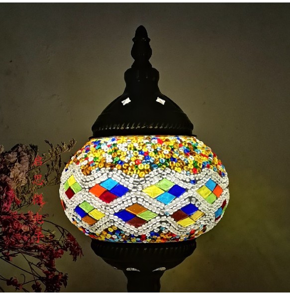 Turkish Swirling Dance Mosaic Table Lamp Vntage Deco Handmade Lamparas De Mesa Glass Romantic Bed Light Lampe Con Mosaicos