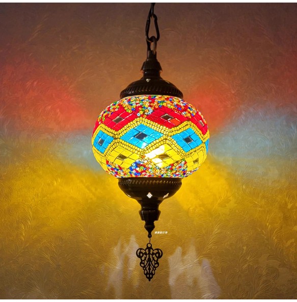 Turkish Mosaic Pendant Lamp Vintage Art Deco Handcrafted Lamparas De Mesa Glass Romantic Light Lamparas Con Mosaicos Home Decor