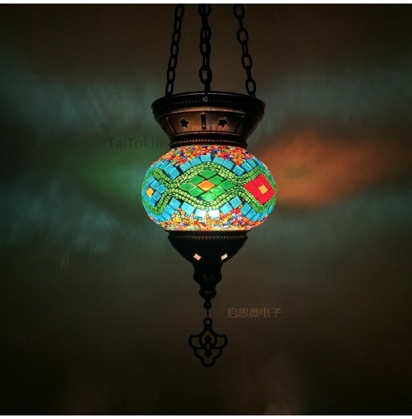 New Turkish Mosaic Pendant Lamp Vintage Art Deco Handcrafted Lamparas De Mesa Mosaic Glass Romantic  Light Lamparas Con Mosaicos