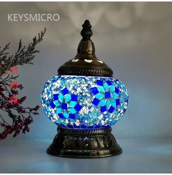 New Style E14 Hand-inlaid glass mosaic bedroom living room decorative Night Lamps of Mediterranean style Turkish Lamps