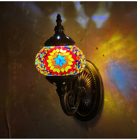 New Turkish Mosaic Wall Lamp Handcrafted Glass Luminaria Led Wall Light Corridor Sofa Background Lighting Home Room Decor Lampe