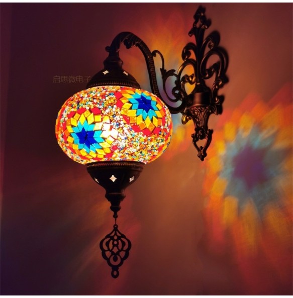 Newest big size Mediterranean style Art Deco Turkish Mosaic Wall Lamp Handcrafted mosaic Glass romantic wall light