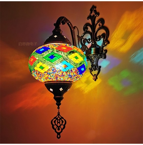 Newest big size Mediterranean style Art Deco Turkish Mosaic Wall Lamp Handcrafted mosaic Glass romantic wall light