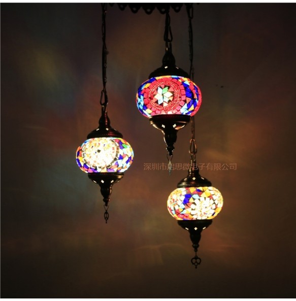 3 Heads Mosaic Pendant Lights Dining Table Kitchen Bedroom Foyer Living Room Hotel Restaurant Coffee Hall Studyroom Indoor Decro