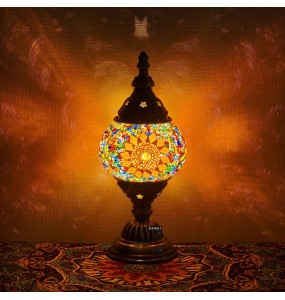 Newest Turkish Mosaic Table Lamp Vintage Art Deco Handcrafted Lamparas De Mesa Ball Glass Romantic Bed Light Led Night Lampe