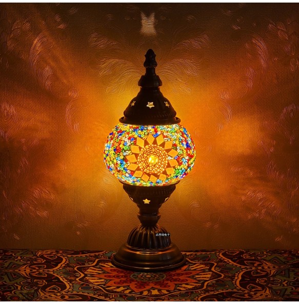 Newest Turkish Mosaic Table Lamp Vintage Art Deco Handcrafted Lamparas De Mesa Ball Glass Romantic Bed Light Led Night Lampe