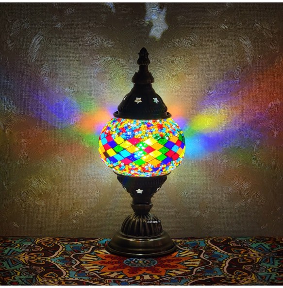 Newest Turkish Mosaic Table Lamp Vintage Art Deco Handcrafted Lamparas De Mesa Ball Glass Romantic Bed Light Led Night Lampe