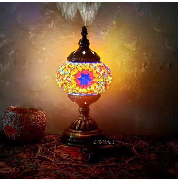 DIY USB Rechargeable Turkish Mosaic Table Lamp Handcrafted Camping Light Gift For Kids Lamparas Bedroom Decoration Night Light