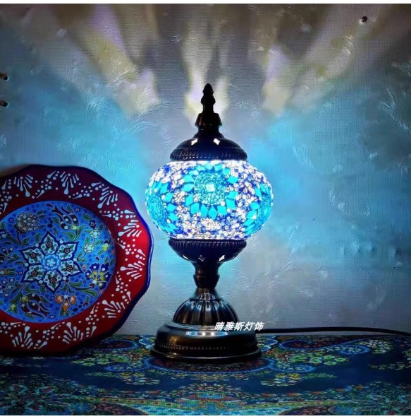 Turkish Mosaic Table Lamp Vintage Art Deco Handcrafted Lamparas De Mesa Mosaic Glass Bed Light Lamparas Con Mosaicos Night Light