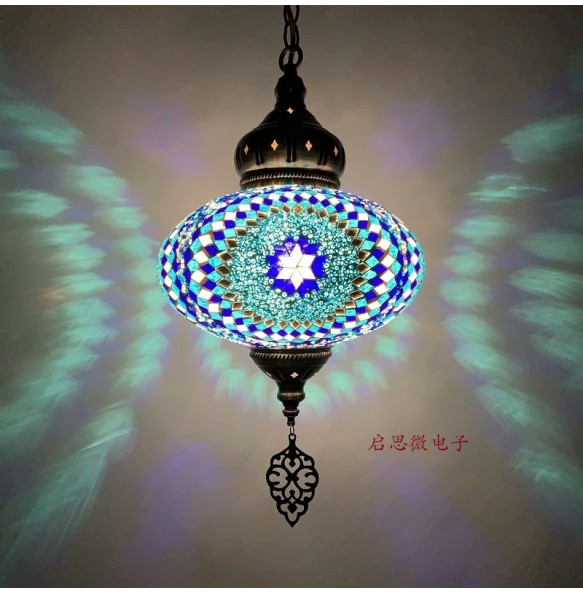 2021 Newest 25cm Dia Mediterranean style Art Deco Turkish Mosaic Pendant Lamp Handcrafted mosaic Glass romantic pendant light