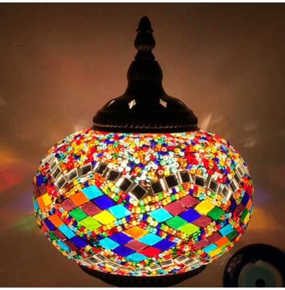 New Style E14 Hand-inlaid Glass Mosaic Bedroom Living Room Decorative Table Lamps of Mediterranean Style Turkish Lamps