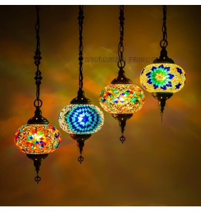 Newest style Turkish ethnic customs handmade Mosaic lamp romantic cafe restaurant bar tree Pendant light bar Pendant lamp