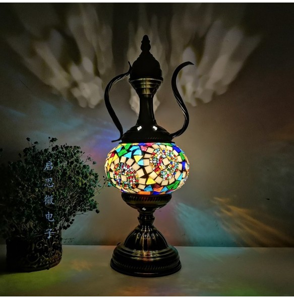 Newest Mediterranean style Art Deco Turkish Mosaic Table Lamp Handcrafted mosaic Glass romantic bed light