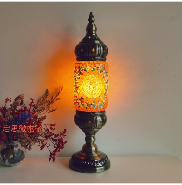 New style Turkish mosaic table Lamp vintage art deco Handcrafted lamparas de mesa Glass romantic bed light lamparas con mosaicos