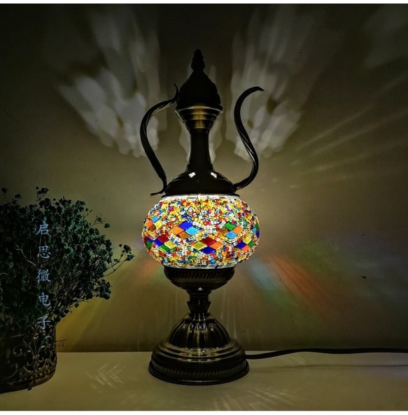 Turkish Mosaic Table Lamp Vintage Art Deco Handcrafted Lamparas De Mesa Mosaic Glass Romantic Bed Light Lamparas Con Mosaicos