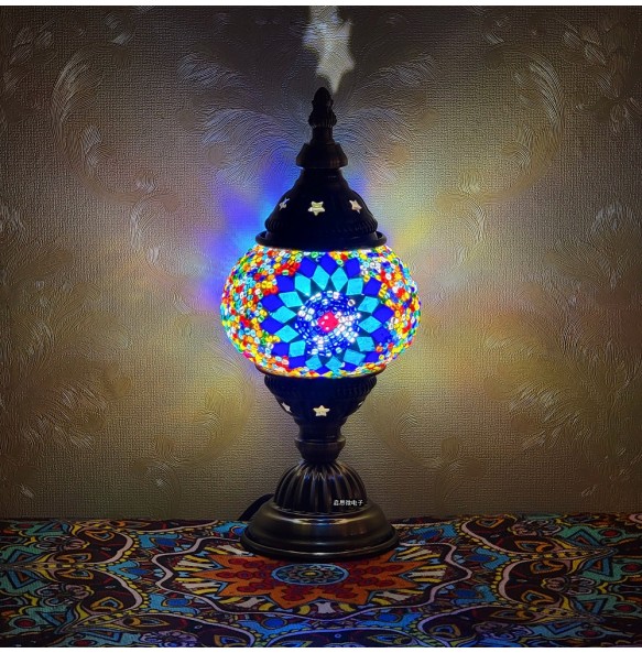 Newest Turkish Mosaic Table Lamp Vintage Art Deco Handcrafted Lamparas De Mesa Ball Glass Romantic Bed Light Led Night Lampe