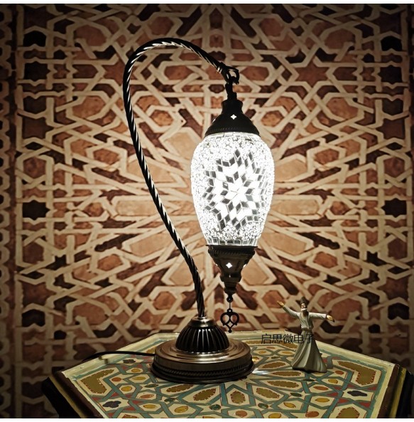 New Turkish mosaic swan table Lamp vintage art deco Handcrafted lamparas de mesa mosaicos Glass romantic bed light lamparas con