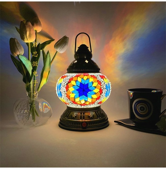 Rechargeable Turkish Mosaic Table Lamp Deco Handcrafted Lampe Abajur Para Quarto Bed Night Light Lampara De Noche Dormitorio