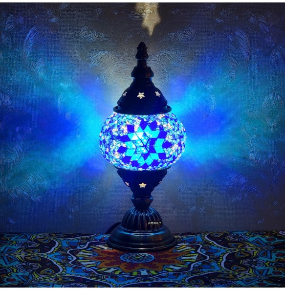 Newest Turkish Mosaic Table Lamp Vintage Art Deco Handcrafted Lamparas De Mesa Ball Glass Romantic Bed Light Led Night Lampe