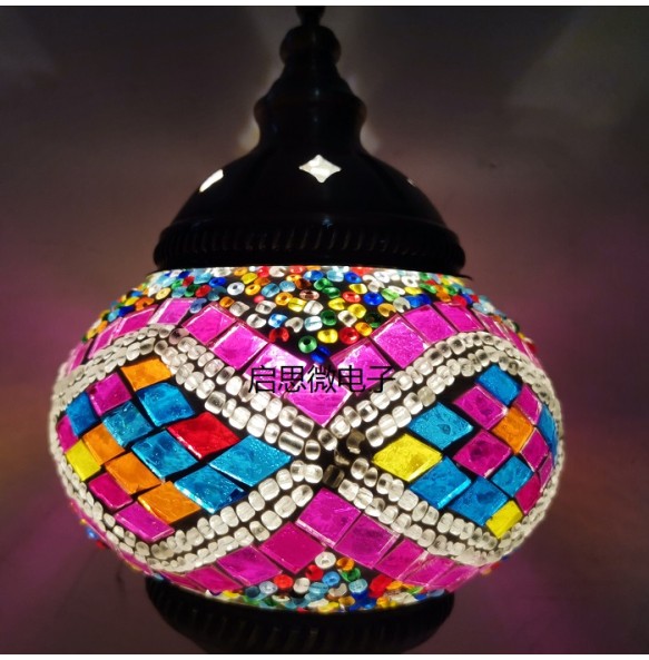 Newest E14 Hand-inlaid Glass Mosaic Bedroom Living Room Decorative Table Lamps of Mediterranean Style Turkish Lamps