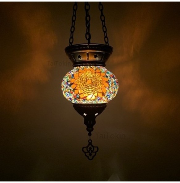 New Turkish Mosaic Pendant Lamp Vintage Art Deco Handcrafted Lamparas De Mesa Mosaic Glass Romantic  Light Lamparas Con Mosaicos