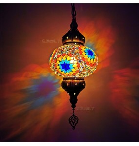 Big Size Turkish Mosaic Pendant Lamp Vintage Art Deco Handcrafted Lamparas De Mesa Glass Romantic  Light Lamparas Con Mosaicos