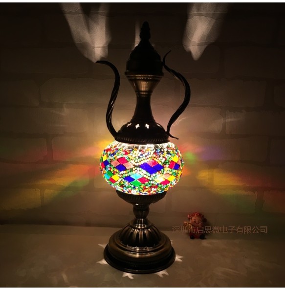 Newest E14 Hand-inlaid Glass Morocco Style Mosaic Light Bedroom Living Room Decorative Table Lamp Turkish Lampe