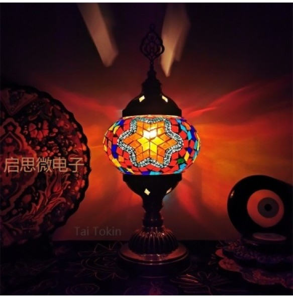 Newest style E14 Hand-inlaid glass mosaic bedroom living room decorative Table Lamps of Mediterranean style Turkish Lamps