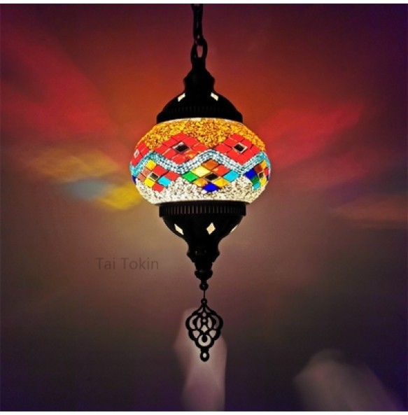 Newest Mediterranean Style Art Deco Turkish Mosaic Pendant Lamp Handcrafted Mosaic Glass Romantic Pendant Light