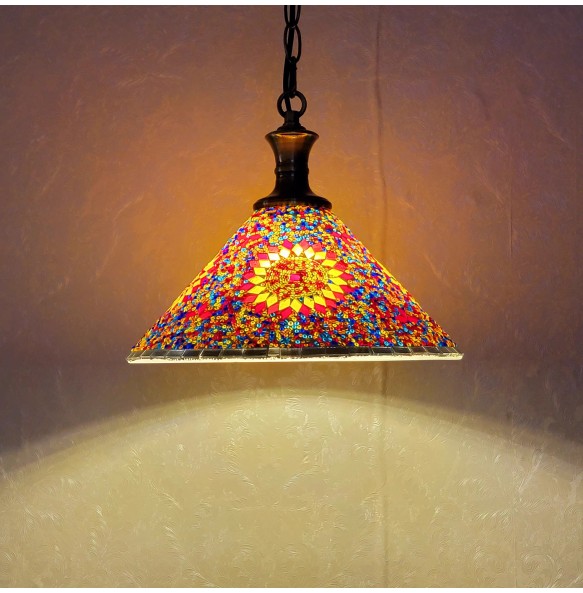 New Style Turkish Mosaic Pendant Lamp Vintage Art Deco Handcrafted Lamparas De Mesa Glass Romantic Light Lamparas Con Mosaicos