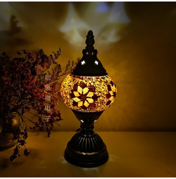 USB Rechargeable Night Lamp Mosaic Table Lamp Vintage Deco Handcrafted Lamparas De Mesa Glass Romantic Bed Light Con Mosaicos